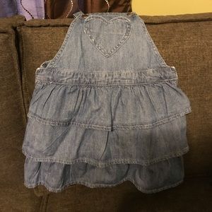 Denim ruffled overalls